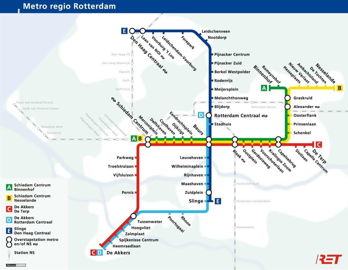 ret zemljevid Rotterdam