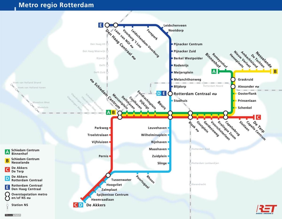 Rotterdam podzemnih zemljevid