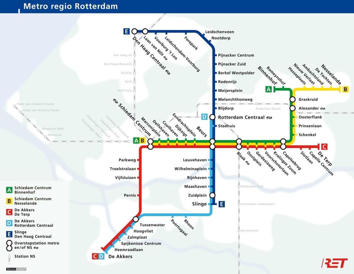 Rotterdam zemljevid podzemne železnice