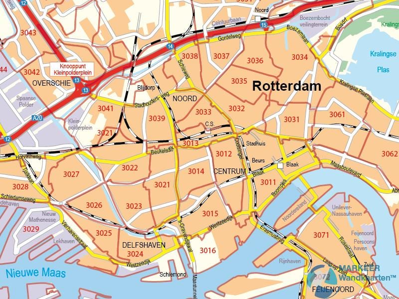 Zemljevid Rotterdam poštna številka 