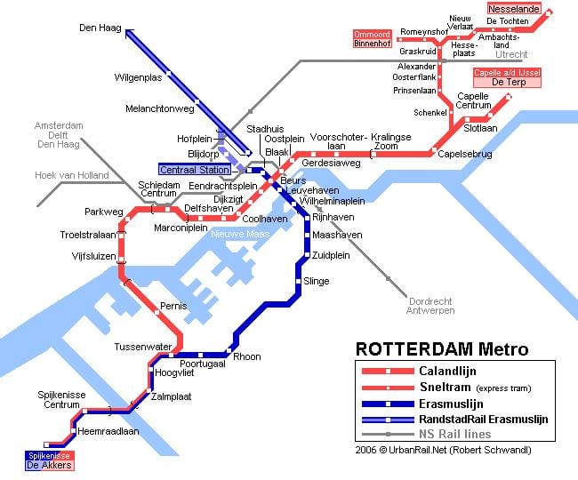 Rotterdam javnega prevoza zemljevid