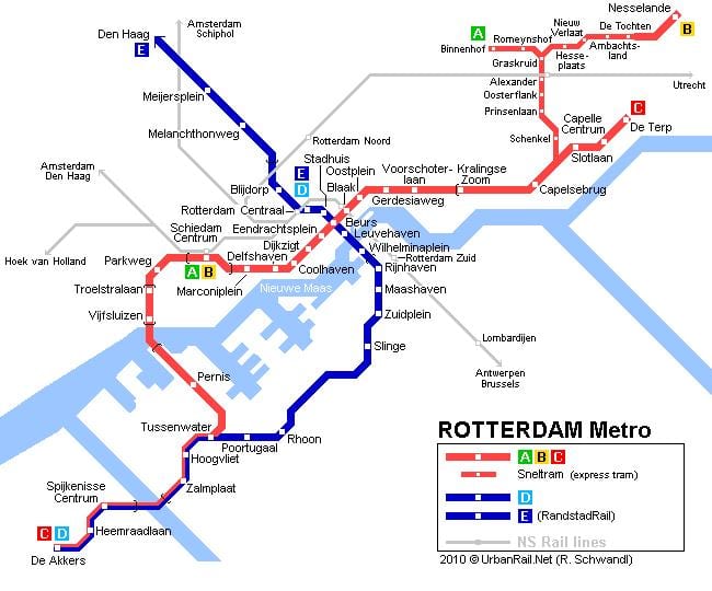 ret Rotterdam tramvaj zemljevid