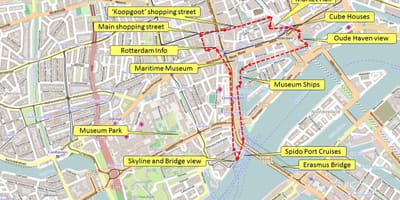Zemljevid Rotterdam sprehod 