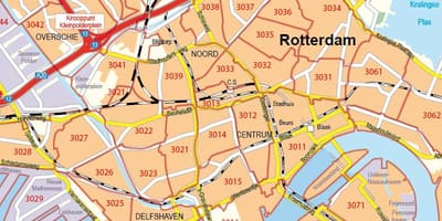 Zemljevid Rotterdam poštna številka 